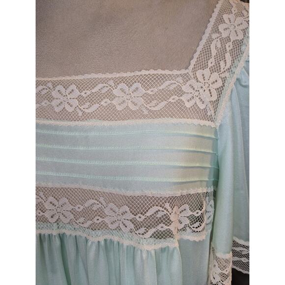 Vintage 60s Gossard Artemis Negligee Mint Green Lace Nightgown Maxi NWT - Picture 4 of 12